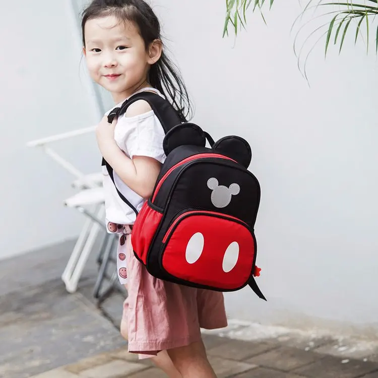 Disney backpack double shoulder kindergarten cute mickey mouse little cartoon boy girl children backpacks