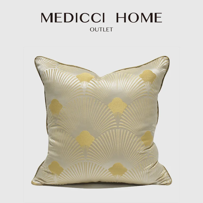 

Medicci Home Nordic Style Sitting Room Sofa Decorative Cushion Cover Fan Shaped Geometry Exquisite Jacquard Pillow Case 50x50cm
