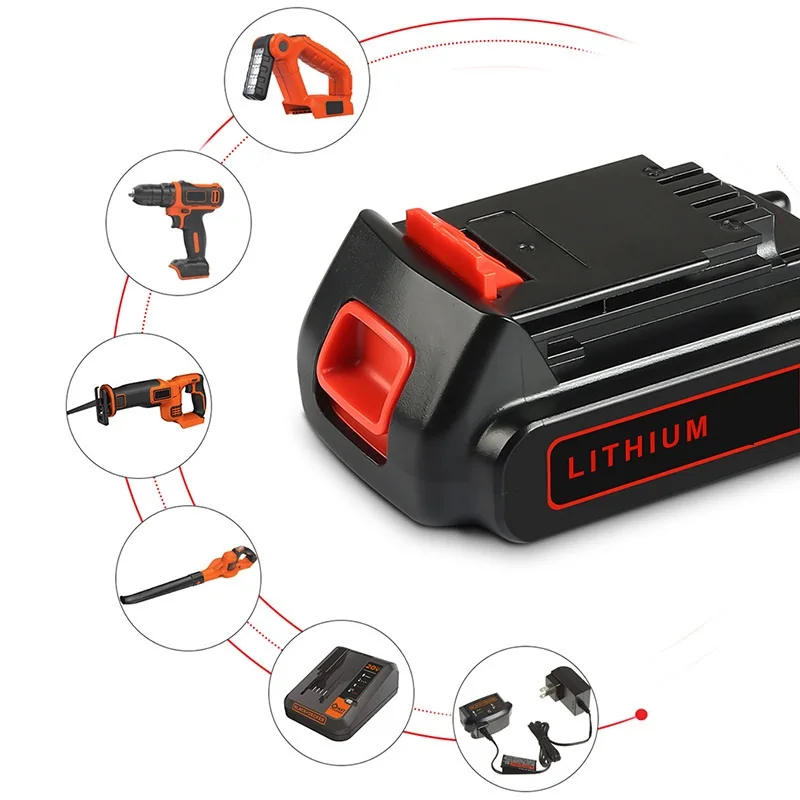 Batteria al litio ricaricabile universale personalizzata per strumento martello chiave trapano elettrico Black & Decker LB20 LB2X4020 batteria 20V