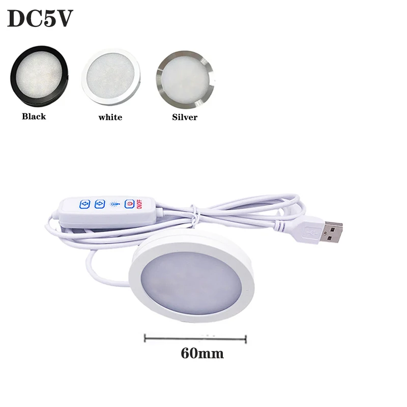 USB 5V 5W 10W Dimmable Spotlight Surface Mounted Mini LED Circular Simple Ceiling Light Exhibition Cabinet Lamp Ultrathin 8mm