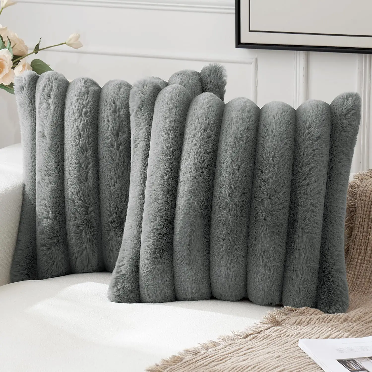 

2 Pieces Cushion Covers For Sofa Decorative Cushion Covers Modern Sofa Cushions For Living Room Sofa Bedroom 45 X 45 Cm Dark