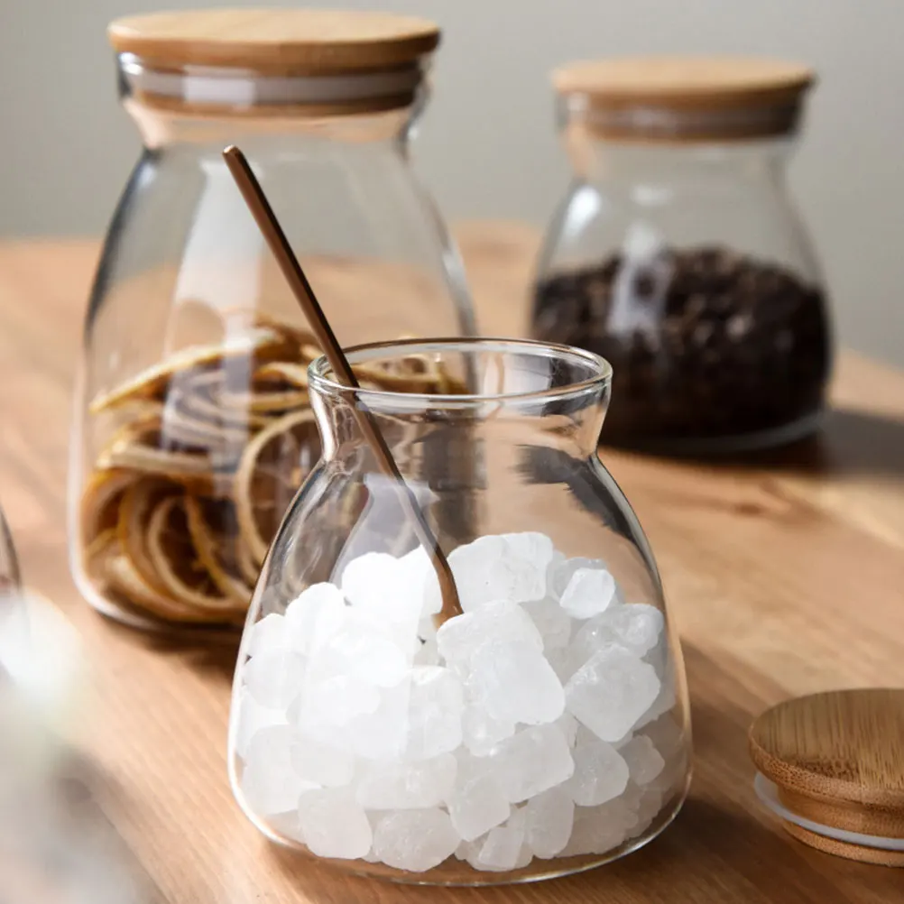 

2Pcs Snack Sealing Jars Kitchen Storage Canisters Food Glass Containers Preservation Borosilicate Bamboo Candy Tea Grain Vessels
