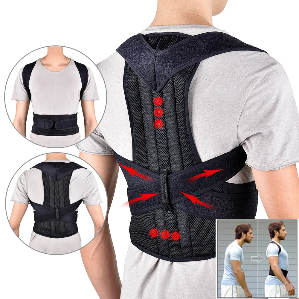 Reinforced Belt Lumbar Column Posture Corrector Vest  Adjustable Back Support Strap Shoulder Spine Brace Neck Stretcher Trainer