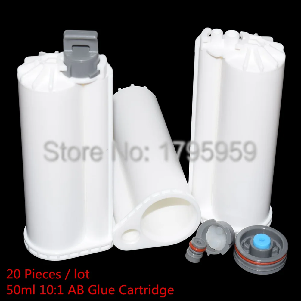 20 pz vuoto 50ml resina epossidica colla tubo 1:1 10:1 4:1 2:1 cartucce a doppia canna con pistoni sigillanti per 50ml AB colla pistole strumenti