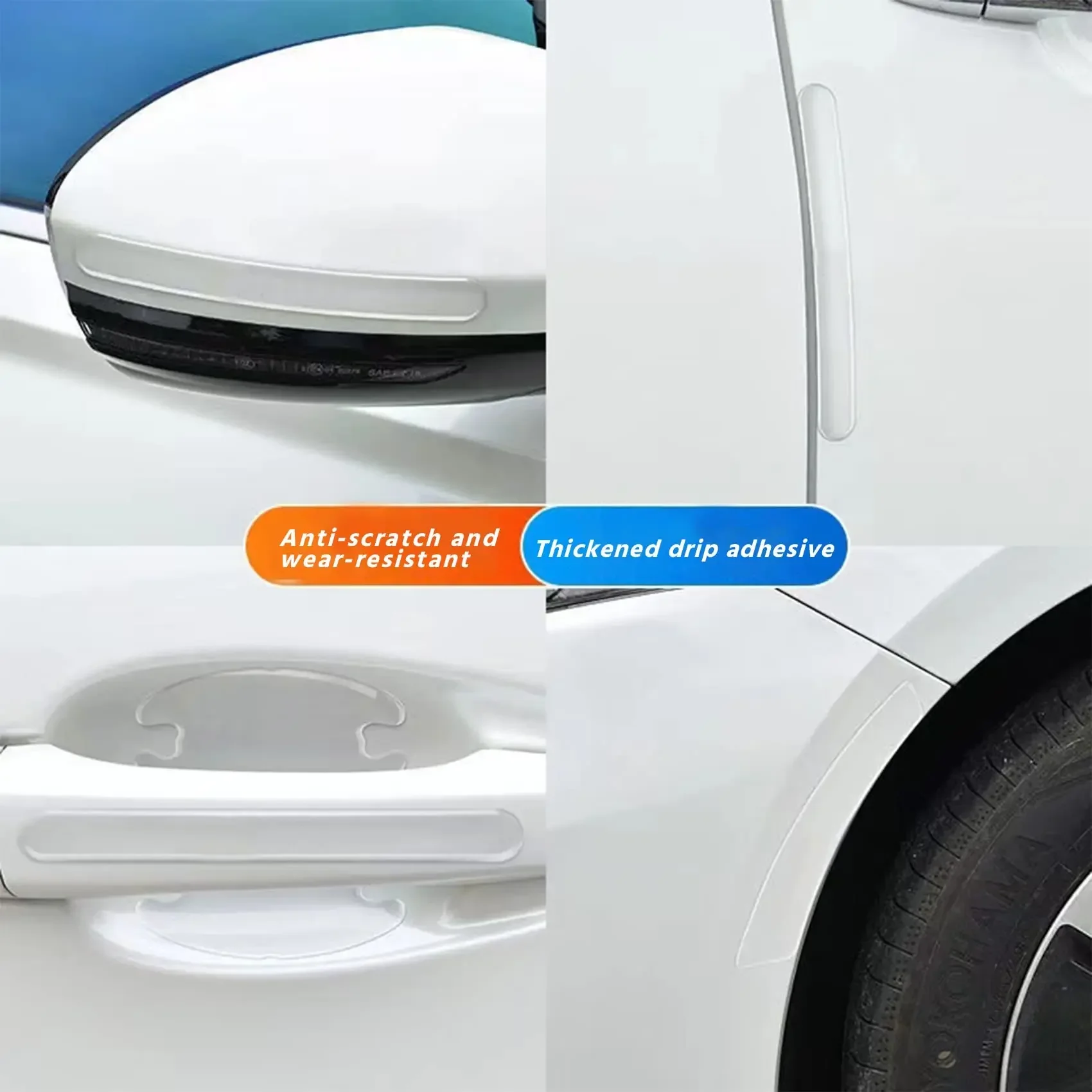Autocollants de protection transparents pour poignée de porte de voiture, protection invisible, rétroviseur, anti-collision, bande de protection