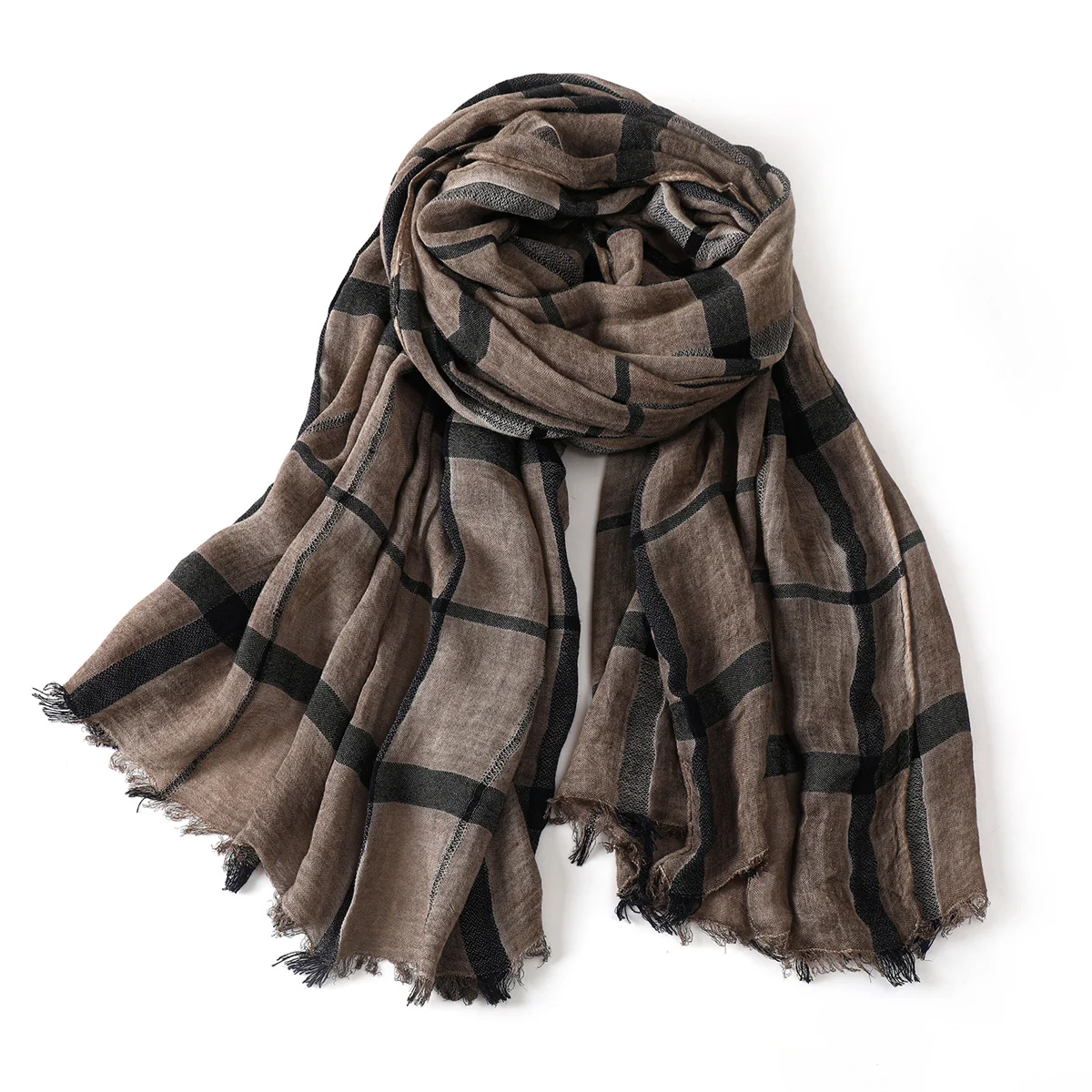 Mode Plaid Baumwolle Leinen Männer Schals Herbst Winter Warme männer Schal Kurze Quaste Bufanda Männlichen Zubehör Pashmina Schal – Detail 10