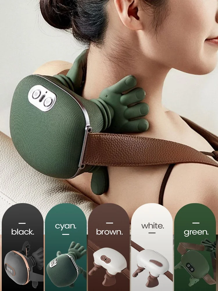 

Портативный массажер для шеи и плеч с 3 режимами массажа, бионическая функция разминания тепла для релаксации, беспроводная электрическая подушка