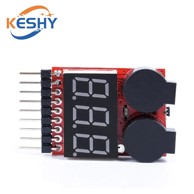 Nowy 1-8S Lipo Li-ion Fe Napięcie akumulatora 2w1 Tester wskaźnika Niskonapięciowy alarm dźwiękowy do samochodu RC Łódź LED 3.7-30V Podwójny głośnik — zdjęcie produktu 6