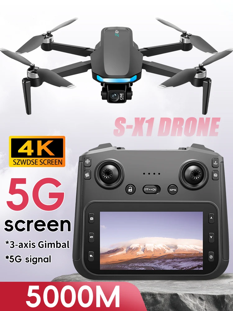 S-X1 GPS Drone 4K Professionele HD Camera 3-As Gimbal 5G Relais beeldoverdracht Schermbediening FPV Borstelloze RC Dron Jongen Speelgoed - afbeelding 2