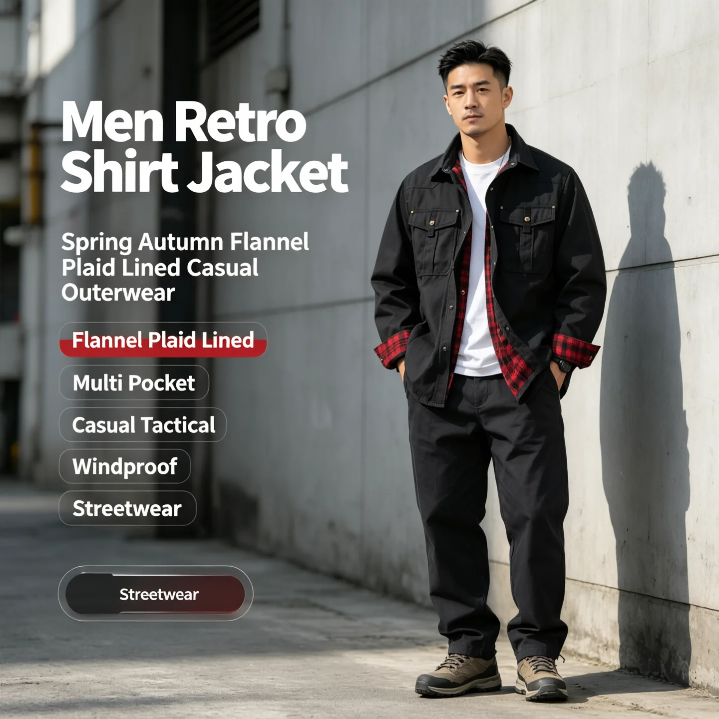 Flannel Shirt Lined - مقاس أمريكي، قميص رجالي بتصميم كلاسيكي،