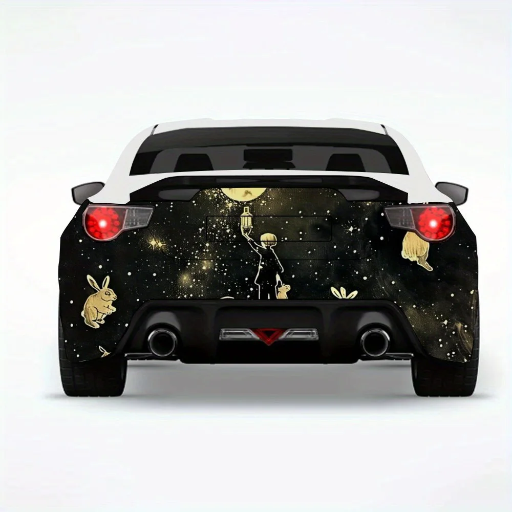 Cosmic Boy Rabbit Car StickerVinyl Decal for Car Rear, Waterproof Self-Adhesive Vinyl Stickers for Vehicle Tail & Bumper, Decora