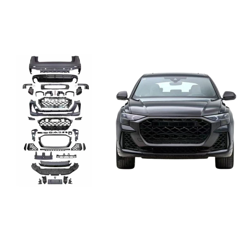 High Quality RSQ8 Style PP Material Full Auto Body Kits Front Rear Bumper Assembly Bolt-On Fit Q8 2024-2026