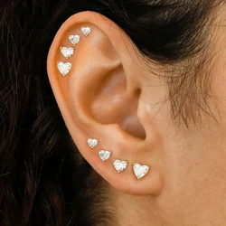 Various Sizes Crystals Earrings For Women Heart Clear Zircon Stud Earring for Female Male Ear Accessories Earing Jewellry E342