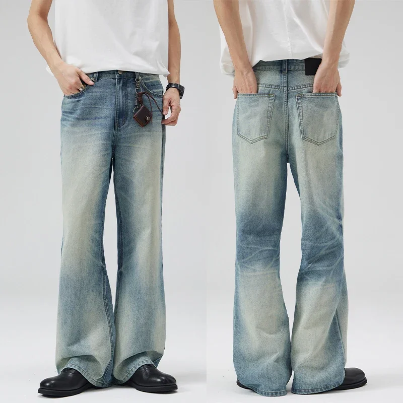 

Men's Autumn Vintage Jeans New Harajuku Fashion Straight Wash Denim Pants Male Streetwear Youth Wide Baggy Trousers