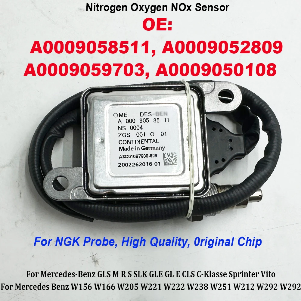 

A0009058511 For NGK Probe NOX Sensor A0009052809 A0009050108 For Mercedes Benz R172 SLK250 Klasse C E M Gle Slc Slk V W447 Vito