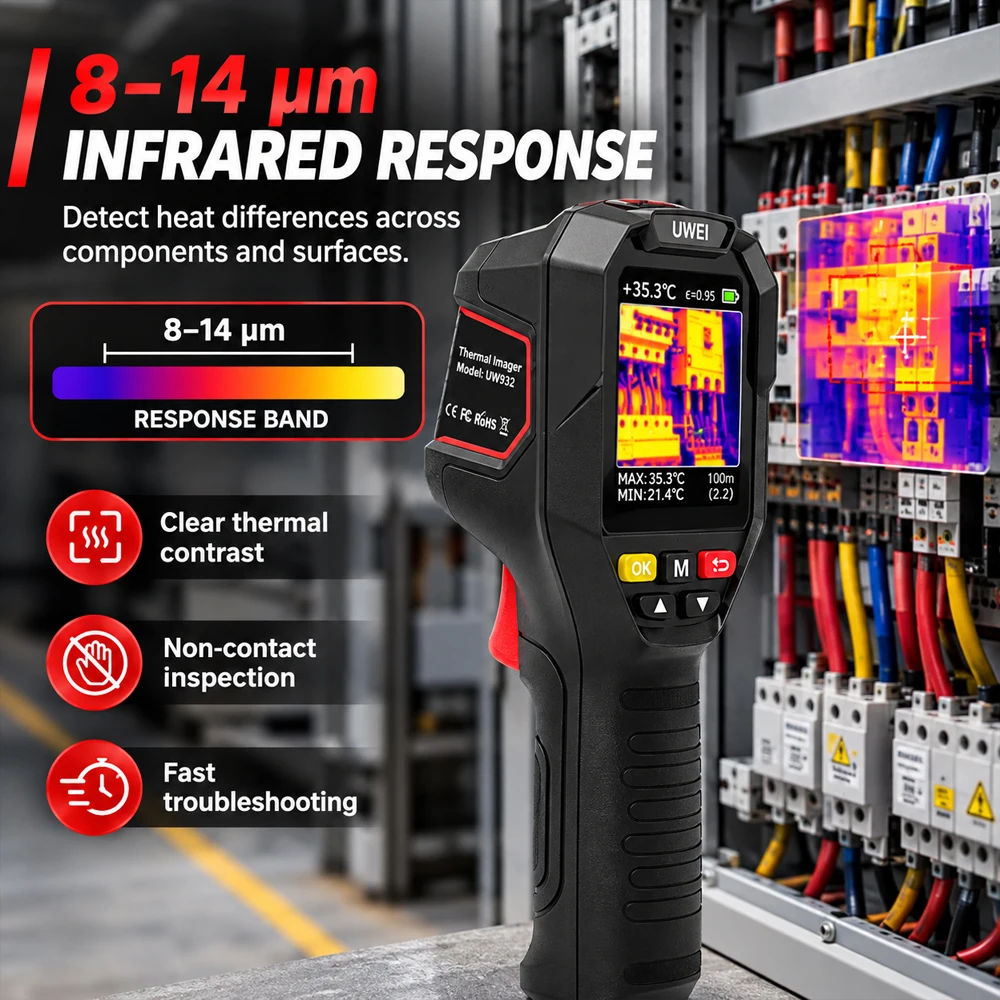 32×32 IR Resolution Handheld Thermal Imaging Camera, -20°C to 1000°C, Visible Light & Fusion Mode, 2.8