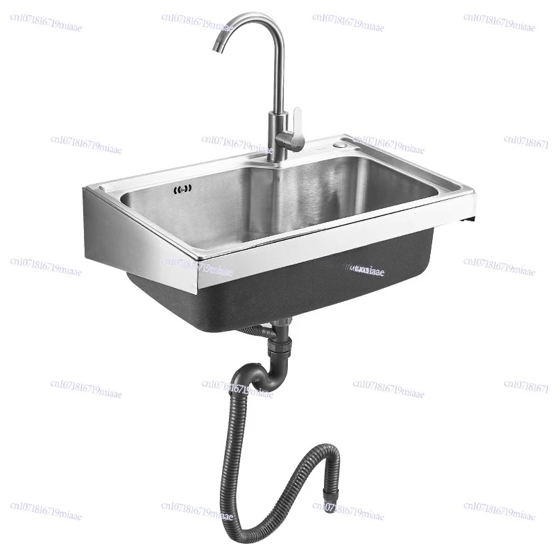 

Stainless Steel Wall-Mounted Kitchen Sink with Support, Double Bowl or Single Bowl, Easy Install, Durable Kitchen Wash Basin