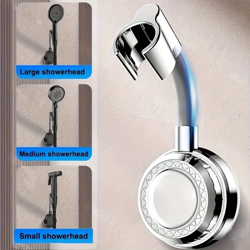 

Universal Shower Head Holder Wall Mounted Suction Cup Shower Bracket Multi Angle Adjustable Fixed Base Bathroom Accessories