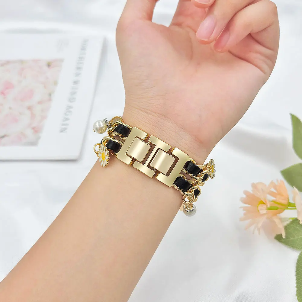 สายนาฬิกาสุดหรูสำหรับ Samsung Galaxy band 20mm Camellia เครื่องประดับแขวนกำไลข้อมือสำหรับสมาร์ทวอช22mm ข้อมือผู้หญิง