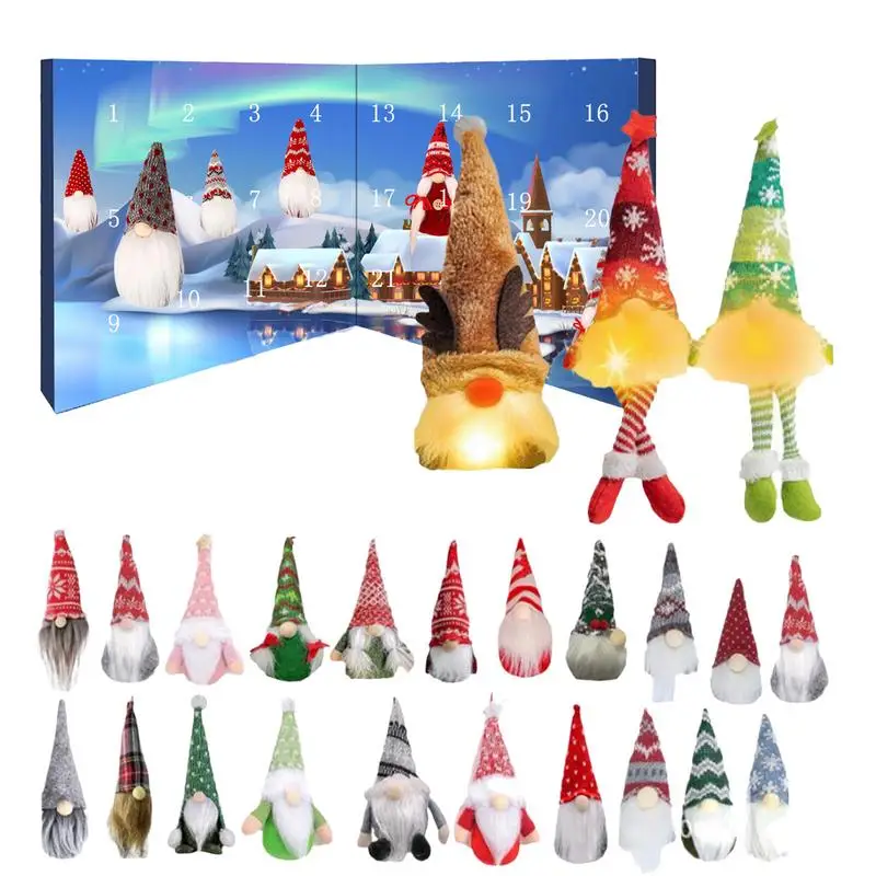 2024 Christmas Gnome Countdown Calendar 24 Days Advent Calendar Plush Toys Cartoon Images Collectible Toy For Christmas Birthday