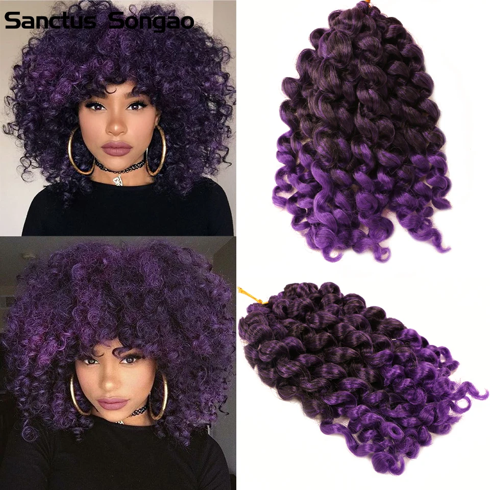 Jamaican Synthetic Bounce Hair Pre Looped Crochet Hair Extensions Deal 8Inch Wand Curl Crochet Hair Curly Crochet Hair For Women