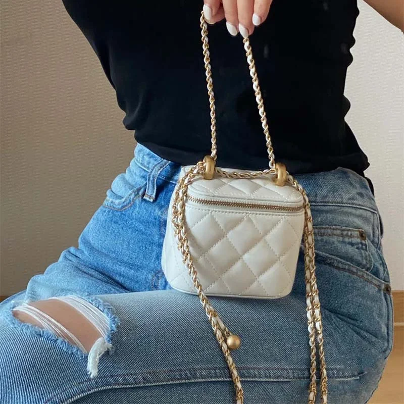 

Mini Square Box Crossbody Bag Shoulder Bags for Women Classic Small Diamond Lattice Clutches Female Metal Chain Lipstick Handbag