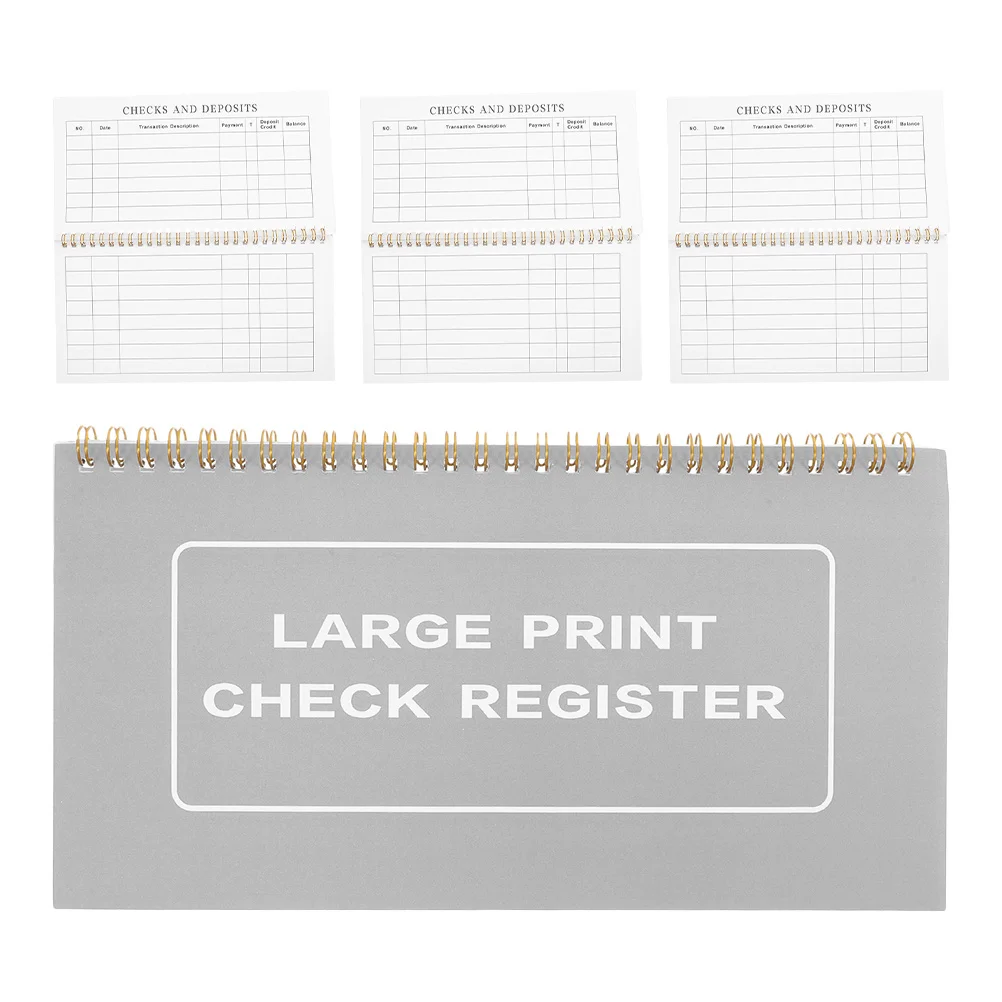 

4Pcs Large Print Checkbook Register High Contrast Easy Read Low Vision Portable Office Home Travel Large Print Check Register