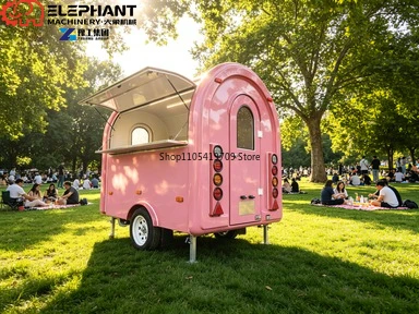Outdoor Round Catering Truck Curved Corner Mobile Food Trailer with Complete Appliances