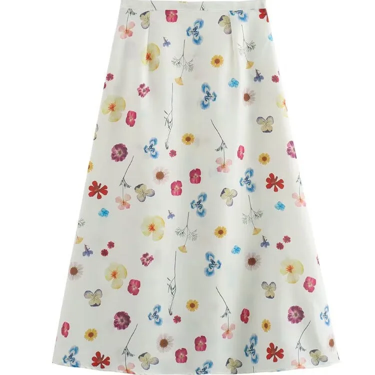 ZBZA Spring New Faionable Print f Skirt Women's Sle Long Sve round Ne Polyester Fiber Commute Sle Slim Fit