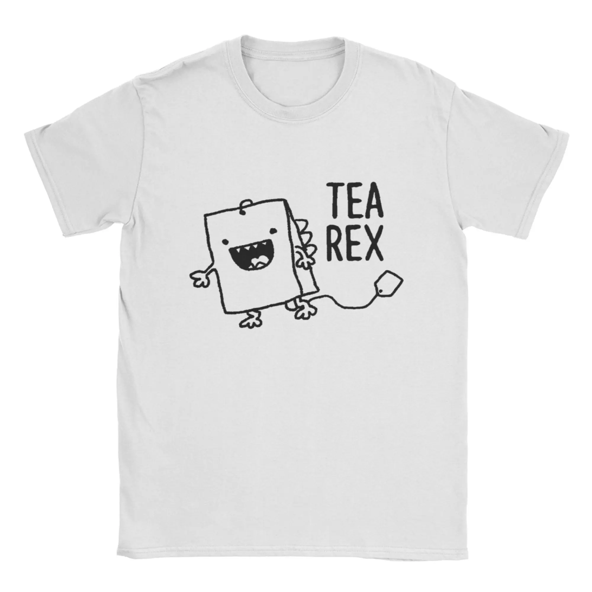 

Tea Rex Tea Bag Funny Pun Cartoon T-Shirts for Men Vintage Cotton Tee Shirt Crew Neck Short Sleeve T Shirt Big Size Clothes