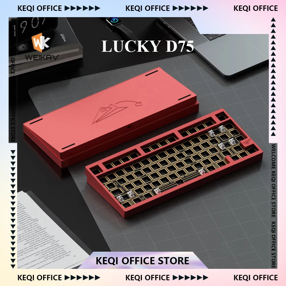 Lucky D75 Keyboard Kit Wireless 3 Mode Customized Support Qmk/Via Hot-Swap Rgb Backlight Aluminum Alloy Mechanical Keyboard Kits