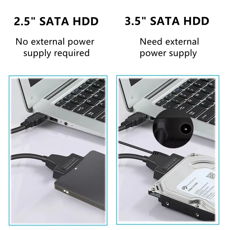 USB 3.0 zu SATA III Kabeladapter Festplatten-SATA-Konverter für 2,5" 3,5" SSD HDD Festplatten Kompatibel mit 2,5/3,5 Zoll – Detail 7