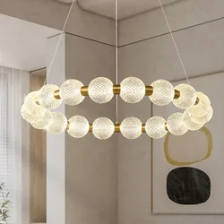 Nordic Round Ball Chandelier Led Copper Lamp for Dining Room Living Room Bedroom Luxury Acrylic Ball Chandelier Light Fixtures