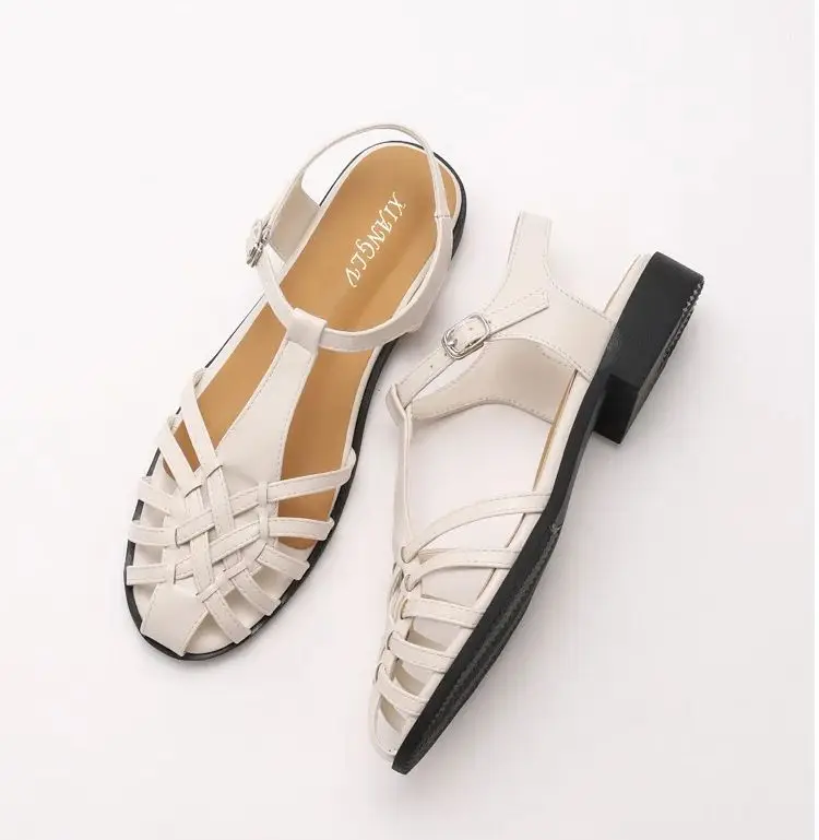 ZAROY Hollow Narrow Band Women Flat Sandals Summer 2026 Elegant Ankle Strap Gladiator Sandals Casual Cozy Vacation Beach Shoes view 4