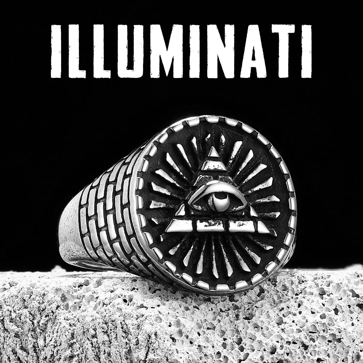 

Masonic Illuminati Eye Men Rings Stainless Steel Women Jewelry Vintage Punk Rock Cool Stuff Fashion Accessories Gift Wholesale