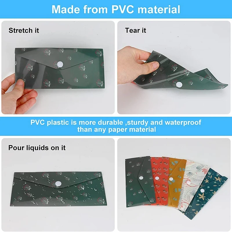 Envelope impermeável do orçamento do dinheiro, Envelopes plásticos reutilizáveis do dinheiro, Envelopes do dinheiro para o orçamento e a poupança