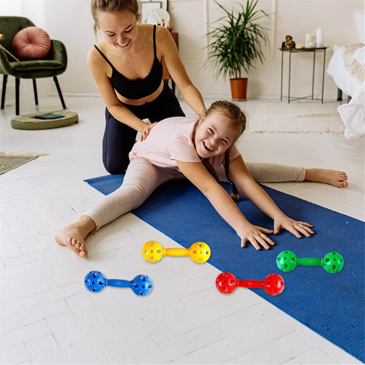 8 pezzi suono manubri cavo bilanciere attrezzature per esercizi fitness giocattoli sportivi per bambini apprendimento educativoN03R