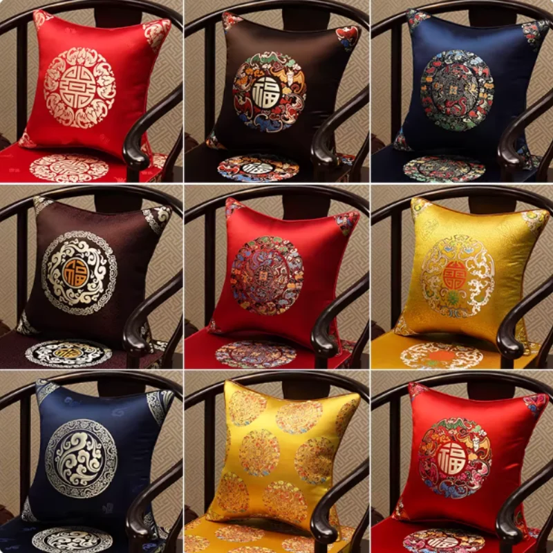 Chinese-style Redwood Sofa Throw Pillows for Living Room Solid Wood Chairs Large Backrest Red Throw Pillow Cover