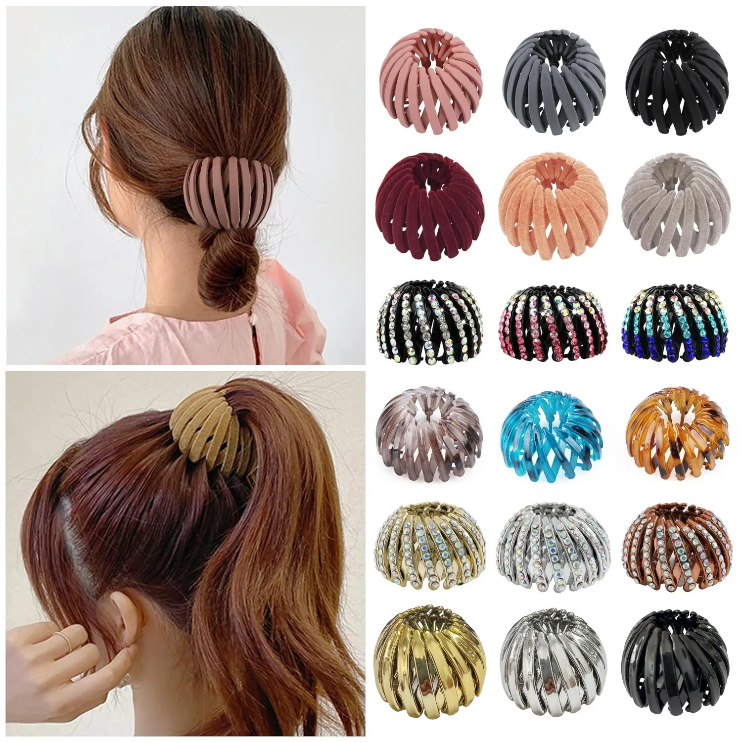 1pc Bird‘s Nest Hair Bun Maker Velvet Non Slip Hair Claw for Women Quick Updo Styling Tool Easy Ponytail Holder
