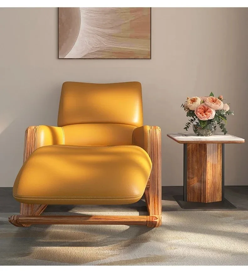 

Новый китайский стиль Ugyen деревянный ленивый кожаный диван кресло современные простые качели кресло для отдыха