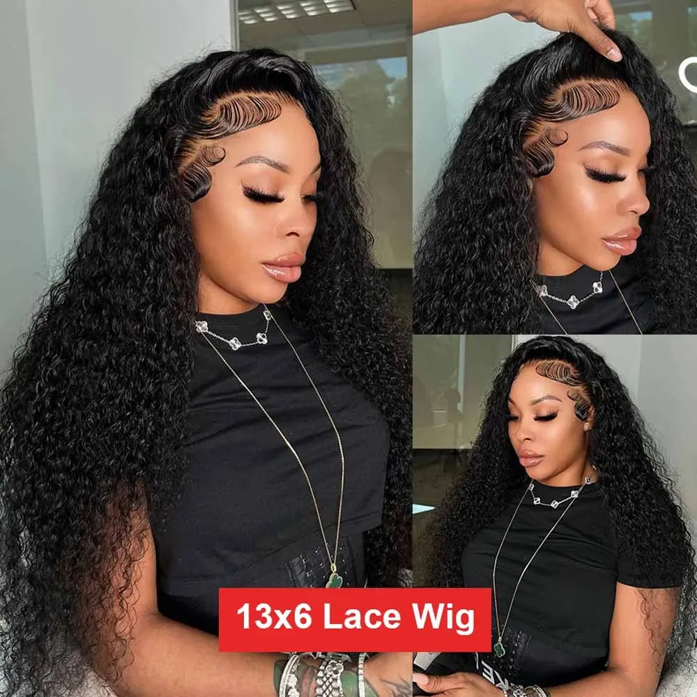 42 Inch Brazilian Virgin Human Hair Jerry Kinky Curly Wave 13x6 Lace Frontal Wigs Brazilian 13x4 Curly Wave Lace Front Human Hair Wigs For Women 250 Density view 7