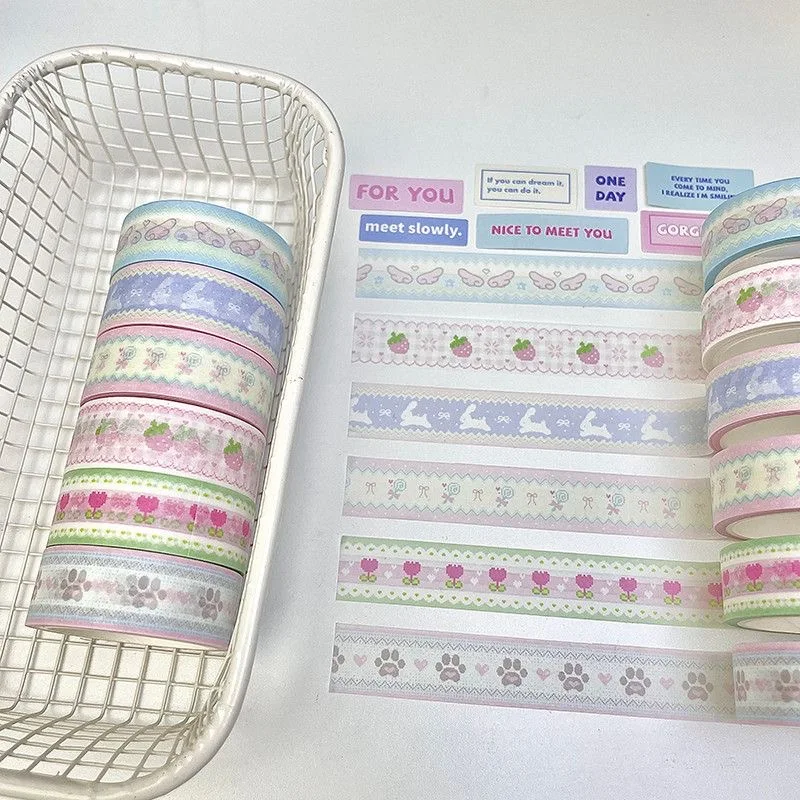 MINKYS New Arrival 6pcs/lot Strawberry Wings Decorative Tape Set Cute Cartoon Creative Washi Tape School Stationery
