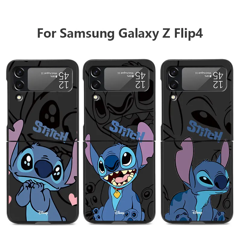 Luxury Funda for Samsung Galaxy ZFlip3 Z Flip5 Z Flip 3 zflip Z Flip 4 5G Disney Cute Stitch Shockproof Cases Cover Hard PC