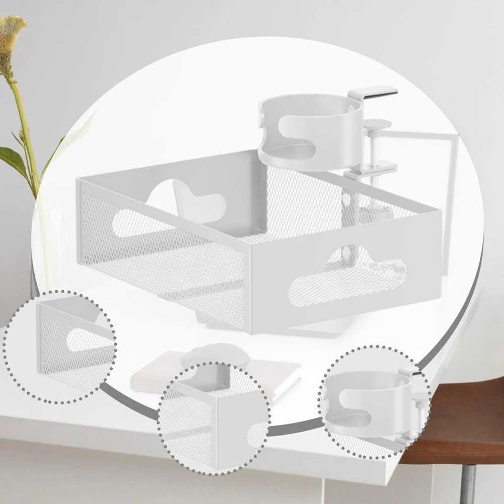618 Mega Sale Under Desk Organizer with Drawer and Cable Management Tray for Home White