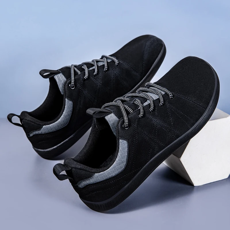 2026 New Men's Wide Barefoot Canvas Sneaker Fashion Flats Soft Zero Drop Sole Wider Toe Light Weight Fashion Sneakes Big Size