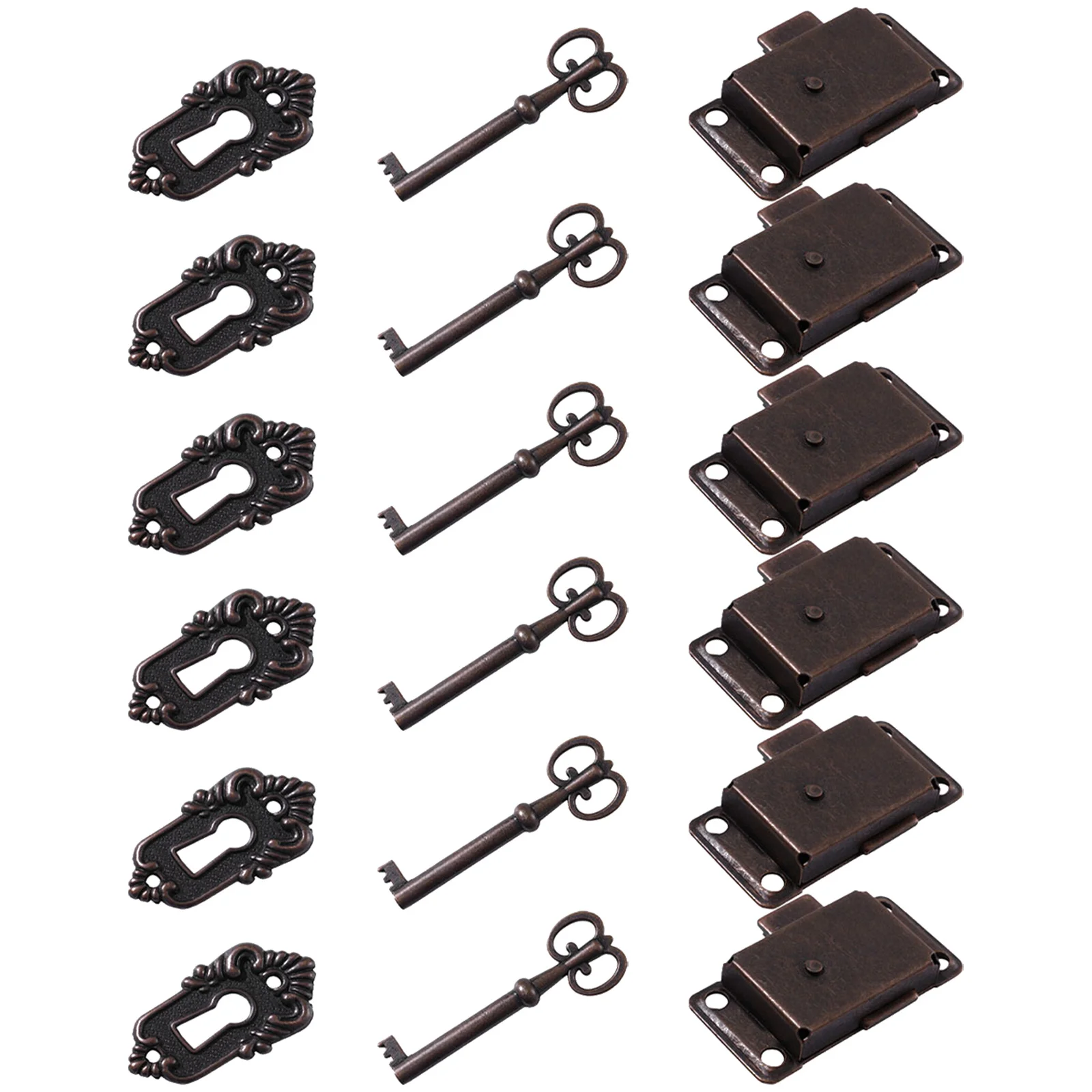 

6Sets Furniture Locks Vintage Retro Iron Metal for Jewelry Box Cabinet Chest Decorative Latch Wooden Case Repair