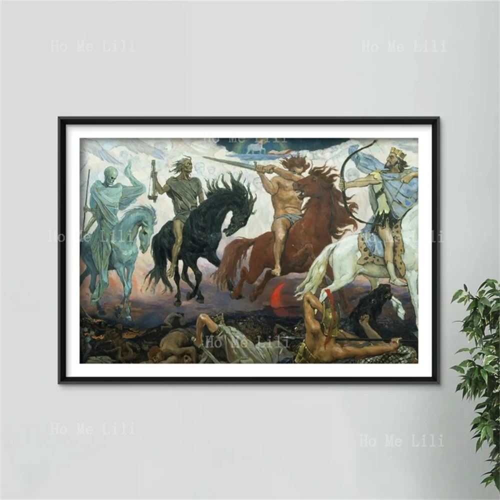 Viktor Mikhailovich Vasnetsov Four Horsemen Of The Apocalypse Painting Photo Poster Print Art Gift Wall Home Decor