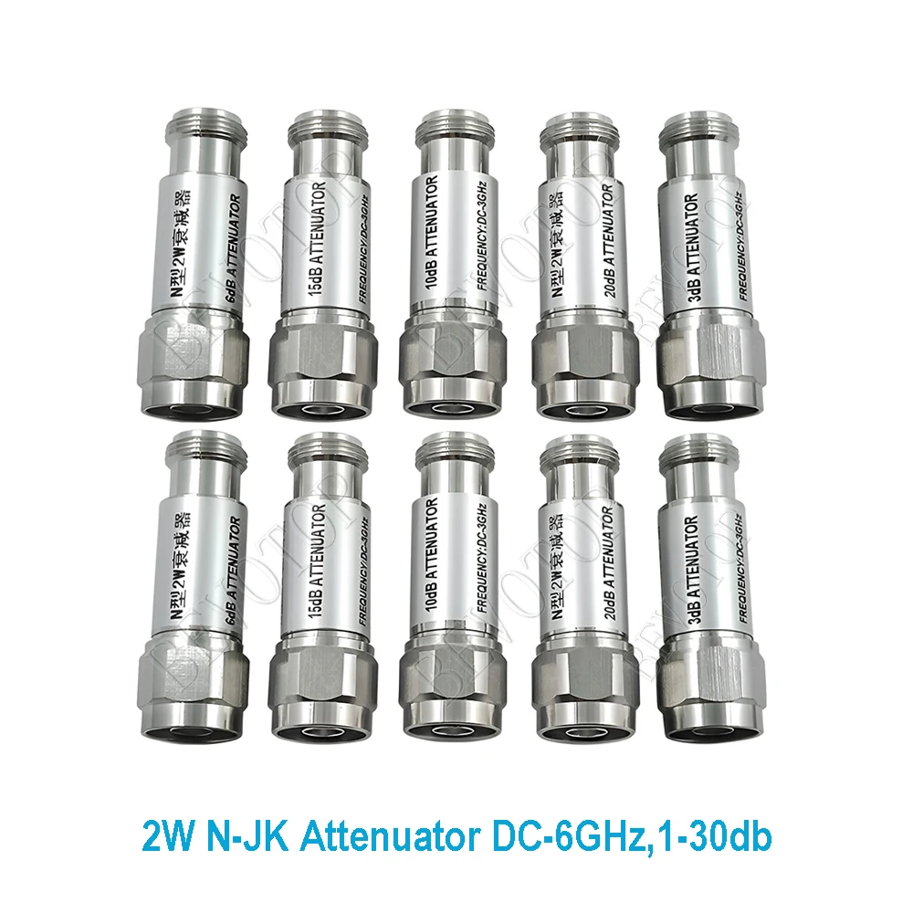 DC 0-6G/8GHZ 2W N Type Attenuator 3/5/6/10/15/20/30dB N Male to N Female Connector RF Coaxial Attenuator VSWR≤1.2 50 Ohm