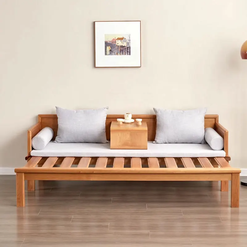

bed New Chinese dual-purpose Arhat bed Simple small apartment living room Household cherry wood push-pull sofa bed