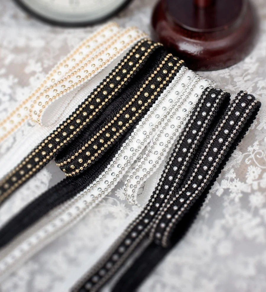 Breedte 0,59 inch metalen kralen kanten rand, kralenkant, parelkant voor doe-het-zelf-jurk